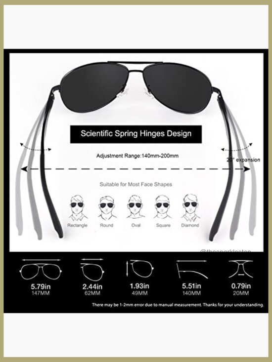 Polarized Sunglasses with Aluminum Magnesium Frame and Spring Hinges